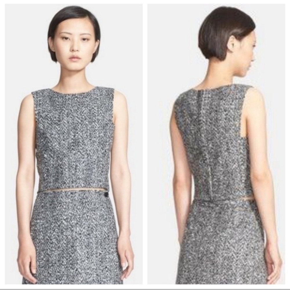 Theory Pagia tweed wool blend crop top